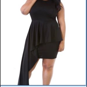 Ashley Stewart Asymmetric Peplum Black Dress